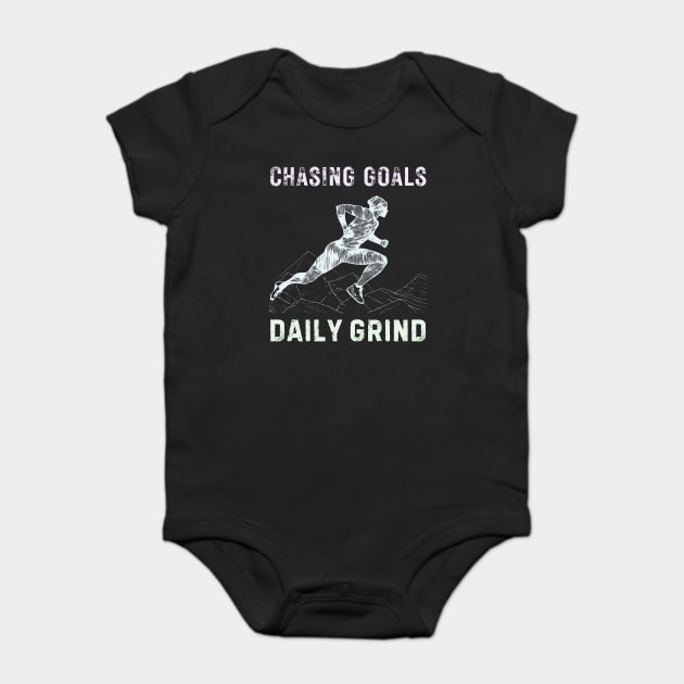 Daily Grind - Chasing Miles - Runner & Athlete - Grunge Line Art Baby Bodysuit by TuncGK